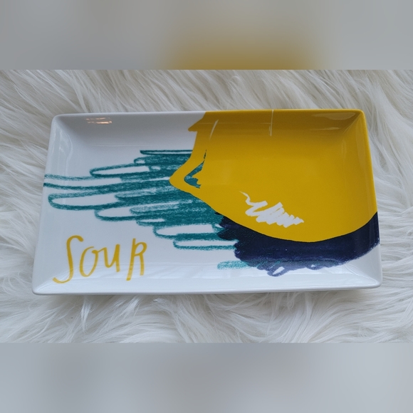 CRATE & BARREL 4 Snack/Appetizer Rectangle Plates Sweet, Sour, Spicy, Salty - Picture 6 of 6